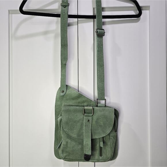 NWT Free People Suede Crossbody Satchel – Sea Serpent - Picture 3 of 12